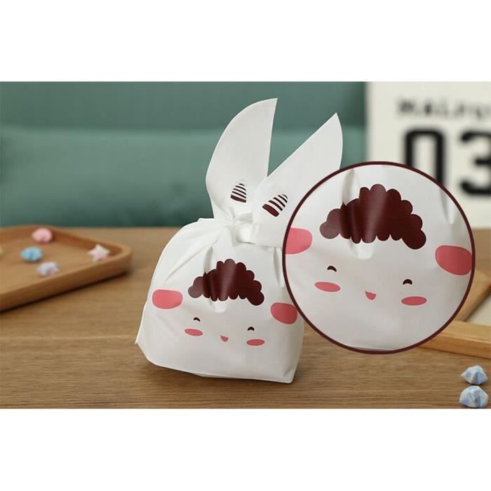 50 Pcs Party Lapin Oreille En Plastique Sac De Mariage Biscuit