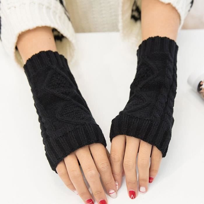 1 paires gants sans doigts femme gris foncé
