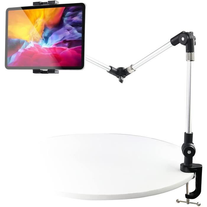 Support De Tablette Réglable Pour Bureau - Bras Pliable, Base Lourde - Compatible IPad, Smartphone, Liseuse