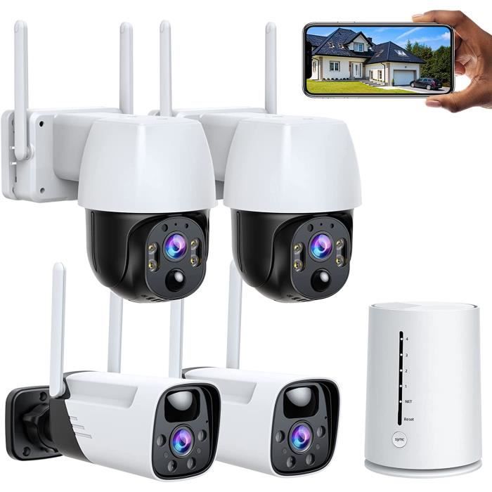 4MP Kit Caméra de Surveillance sans Fil Extérieure sur Batteries