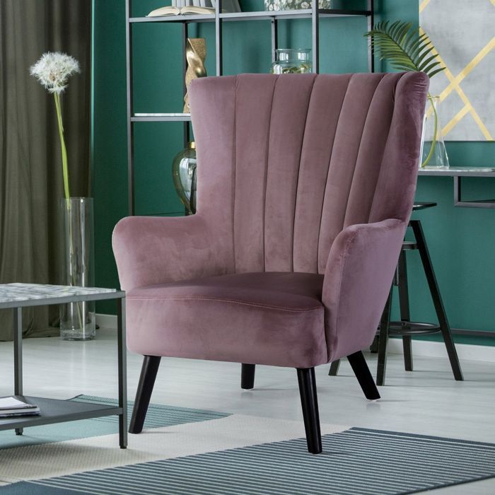 Fauteuil rose Vidal en velours