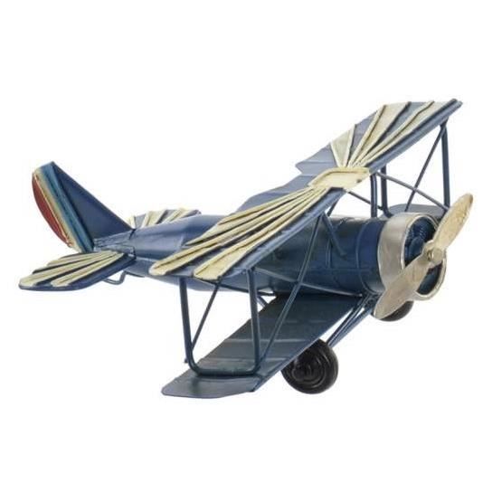 Avion en métal bleu, vintage, miniature de collection, avion rétro