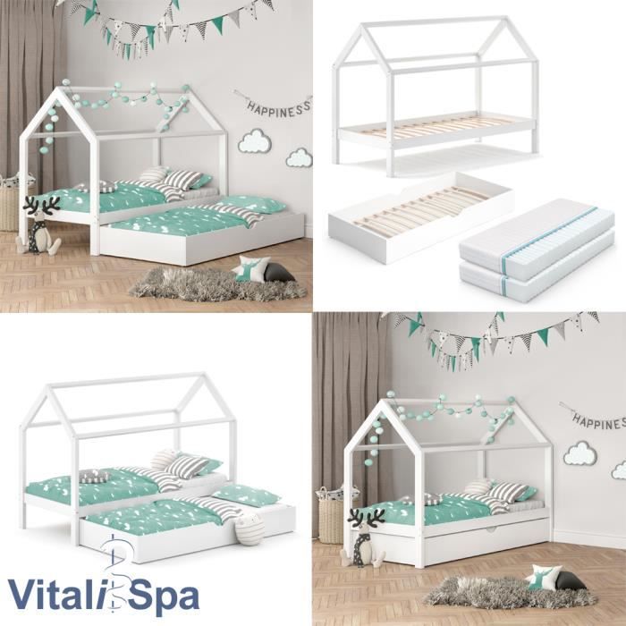 Vitalispa Lit Bebe Wiki 90x0 Cm Blanc Coin Nuit Sous Lit Maison Lit Maison Enfant 2 Matelas Cdiscount Puericulture Eveil Bebe