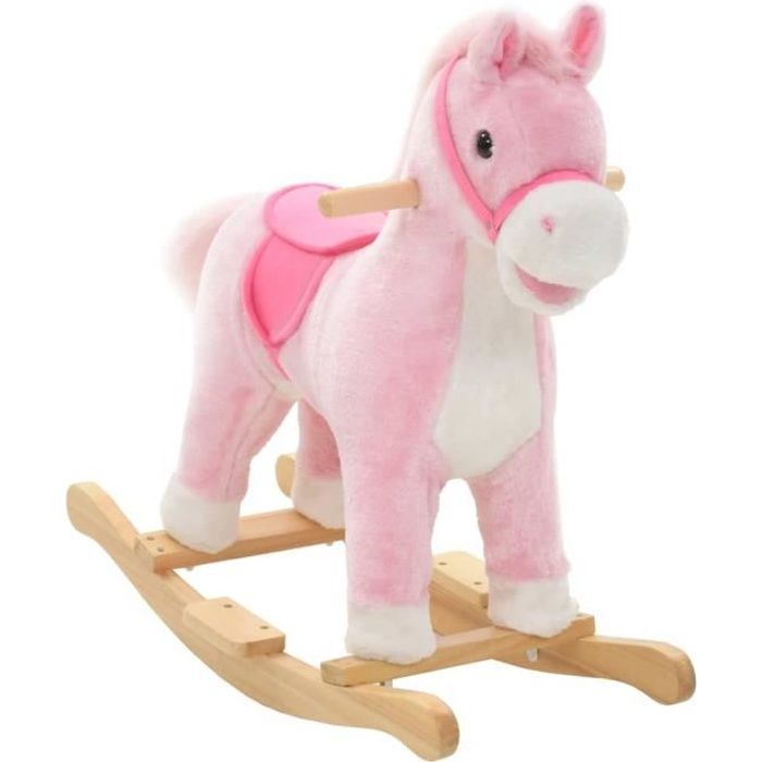 Cheval A Bascule Bebe Garcons Et Filles 6 36 Mois Jouet A Bascule Bebe Jeux Bascule Peluche 65 X 32 X 58 Cm Rose Cdiscount Jeux Jouets