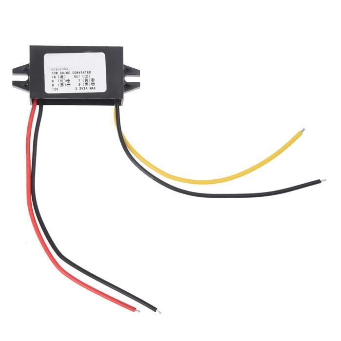 Convertisseur DC 12V Vers 3.3V 3A 10W - Réducteur De Tension étanche IP67 - Pour Voiture, Camion, Bande LED, Panneau Solaire - Câblage Facile - 5