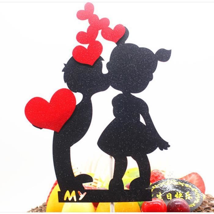 Decoration De Gateau Pour Garcon Et Fille 1 Piece Decor Bricolage De Gateau Avec Cœur Rouge Pour Mariage Fete D Anniversaire Pour Cdiscount Maison