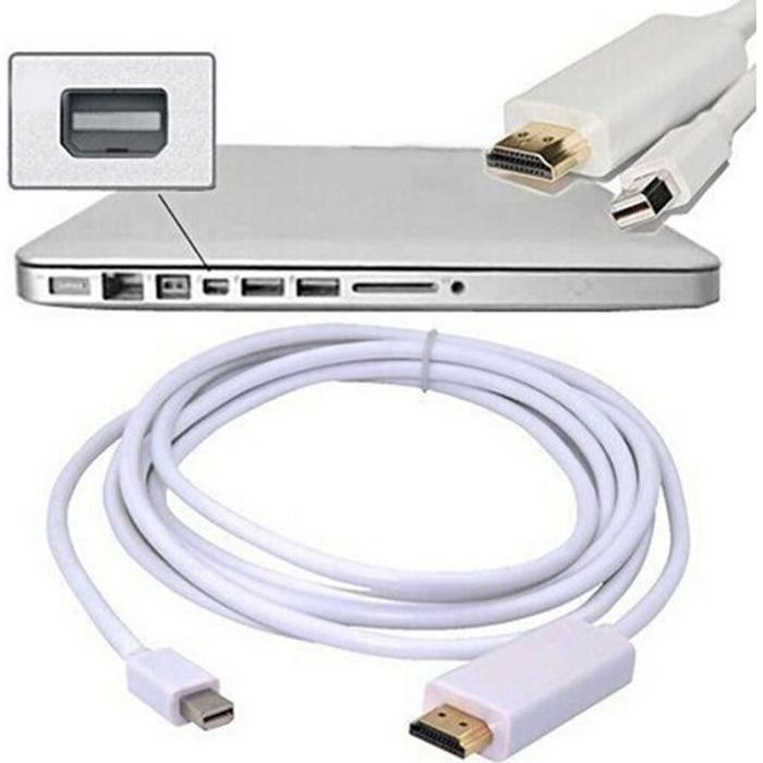 Mini DisplayPort mini DP vers HDMI 1080p Adaptateur Câble de 1.8m pour Apple Mac Macbook Lenovo Microsoft Surface Pro