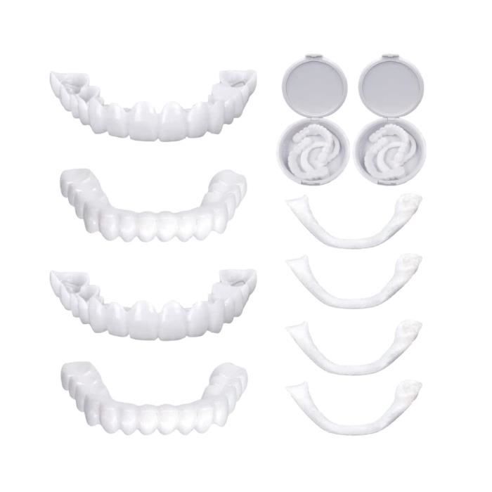 2 Paires Prothèse Dentaire Cosmétique, Fausse Dent Naturel a Poser, Dentier Sourire Parfait,Dentier Provisoire Dentier Amovible Haut