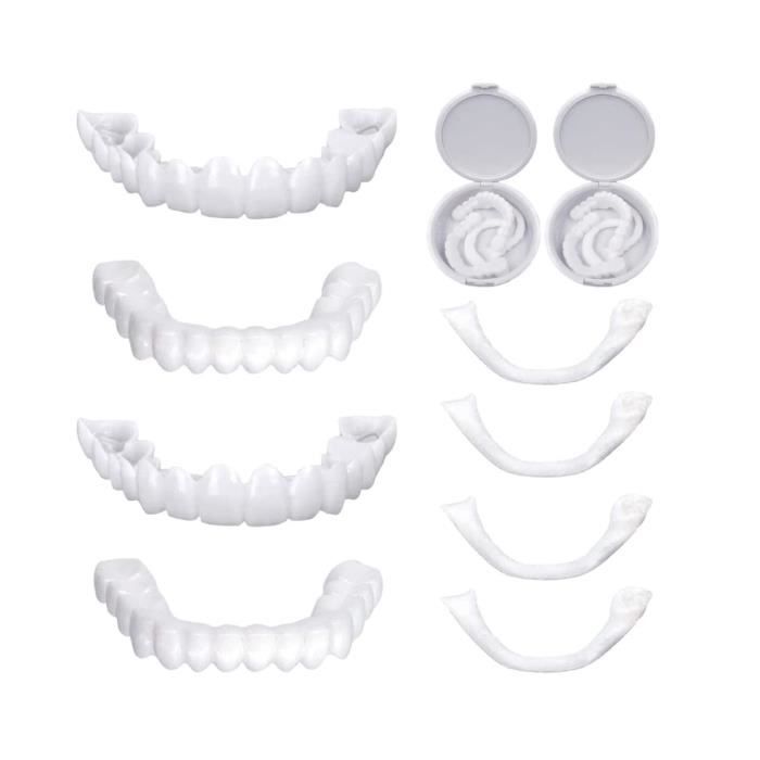 2 Paires Prothèse Dentaire Cosmétique, Fausse Dent Naturel a Poser, Dentier Sourire Parfait
