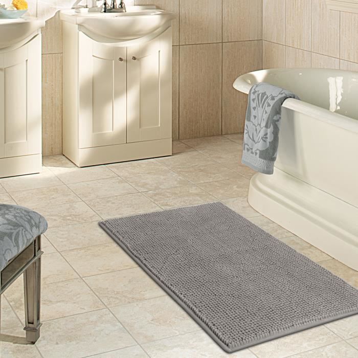 la Baignoire et la Douche Lifewit Tapis de Salle de Bain Extra Doux 43 x 61 cm Gris Tapis de Bain Absorbant en Peluche Tapis en Peluche Antidérapant pour la Salle de Lain