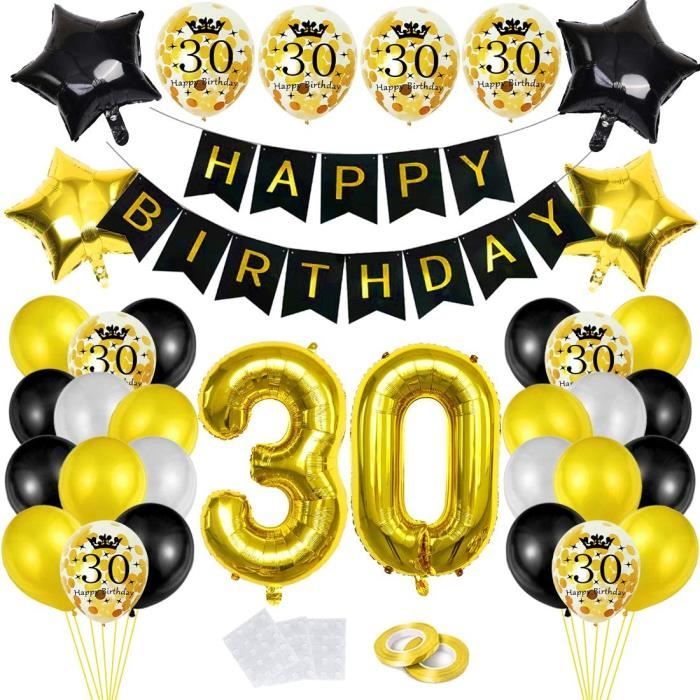 Decoration anniversaire 30 ans homme femmes, or blanc ballons anniversaire  30 ans avec deco 30 ans bannière de joyeux anniver[1] - Cdiscount Maison