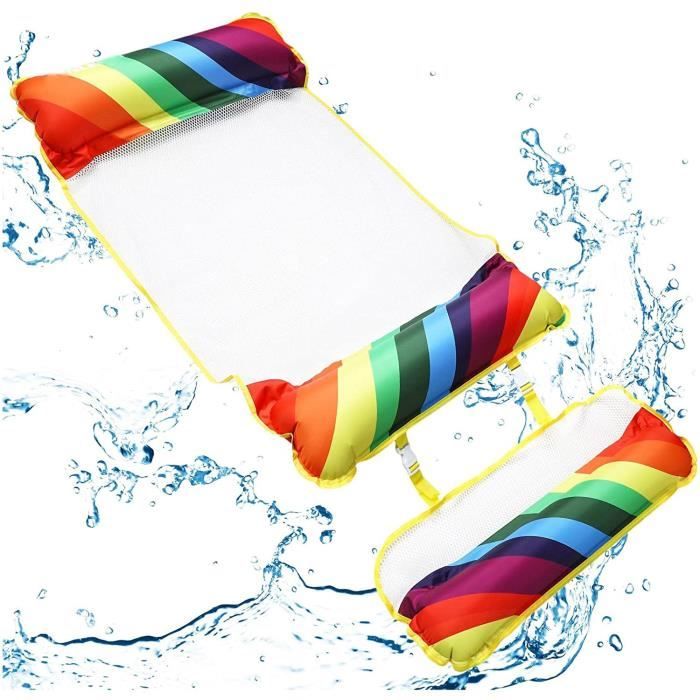 Lot De 2 Hamacs De Piscine Earnmore - Gonflable 4-en-1 - Support 250lb - 130x70cm