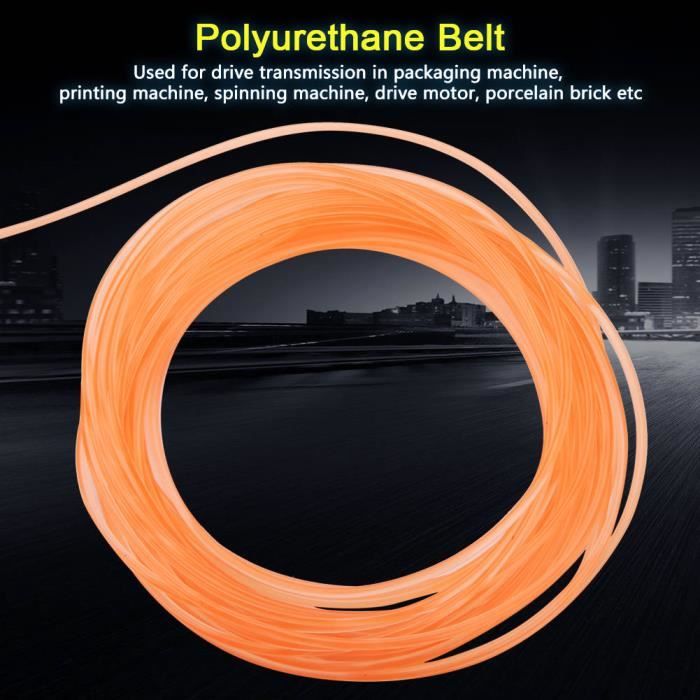 Courroie de transmission Courroie ronde en polyuréthane PU à surface lisse  orange pour transmission d'entraînement (3 mm * 10 m)