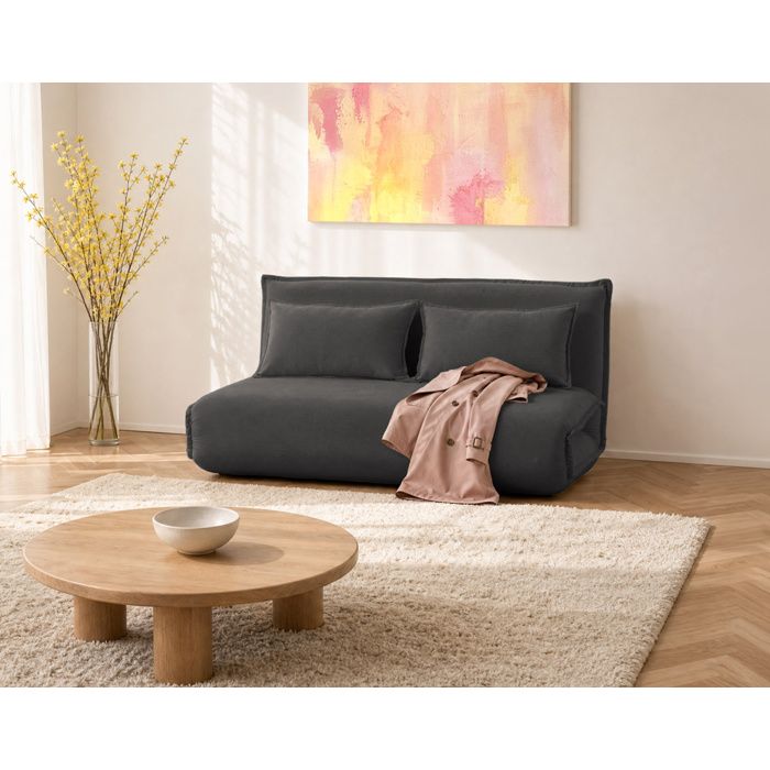 Candice - Banquette 2 places convertible clic-clac en velours côtelé - Gris foncé Candice - Banquette 2 places convertible clic-clac en velours côtelé - Gris foncé