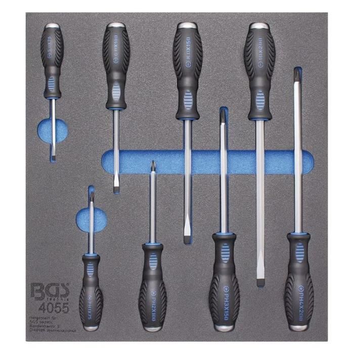 Insert de servante d'atelier 2/3 : Tournevis à fente et cruciformes 8 pièces