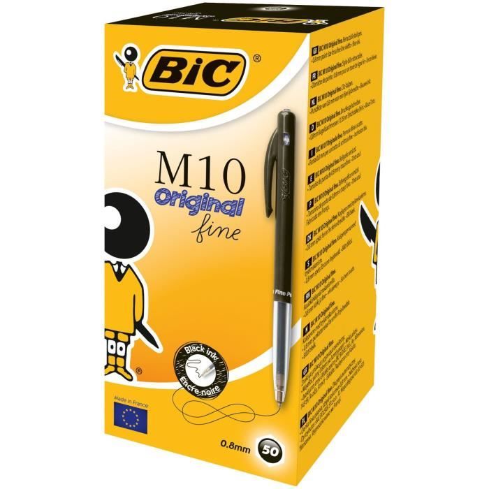 Bic M10 - Clic-Fine Stylo-bille Rétractable Noir - Boîte de 50 - Cdiscount  Beaux-Arts et Loisirs créatifs