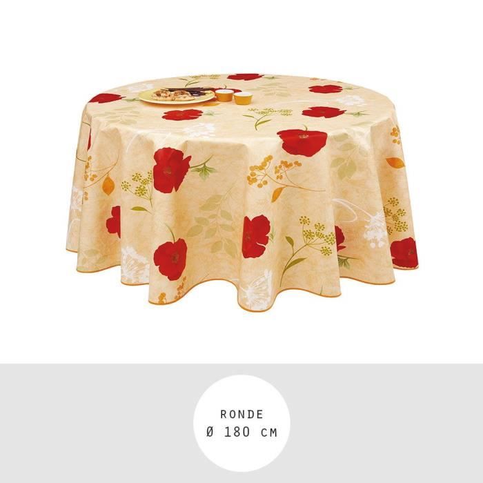 Nappe Toile Ciree Ronde O 180 Cm Coquelicots Saumon Achat Vente Nappe De Table Cdiscount
