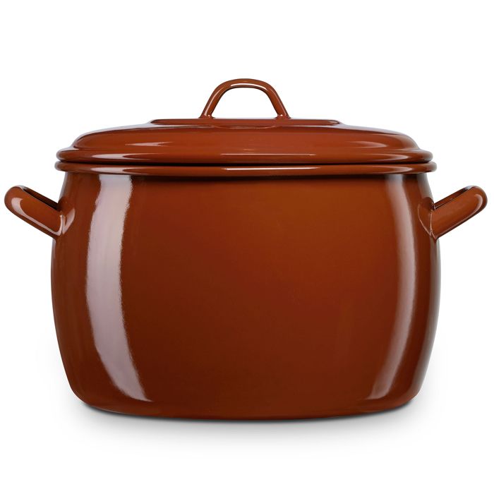 Faitout à Induction 22cm Marmite 6 4L avec Couvercle Acier Émaillé Tous Feux Briebe Terra Marron