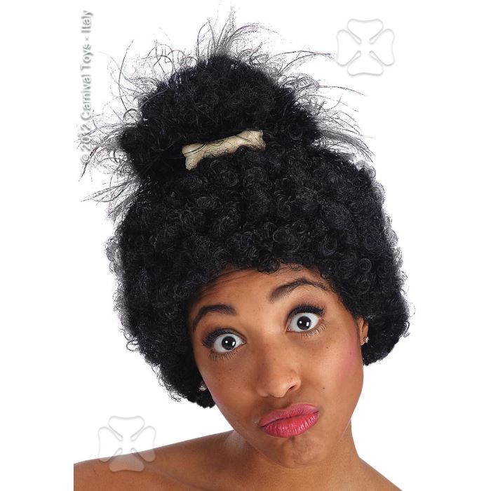 Perruque Femme des Cavernes CARNIVAL TOYS Mod le Brune Cheveux fris s Os blanc Accessoire d guisement