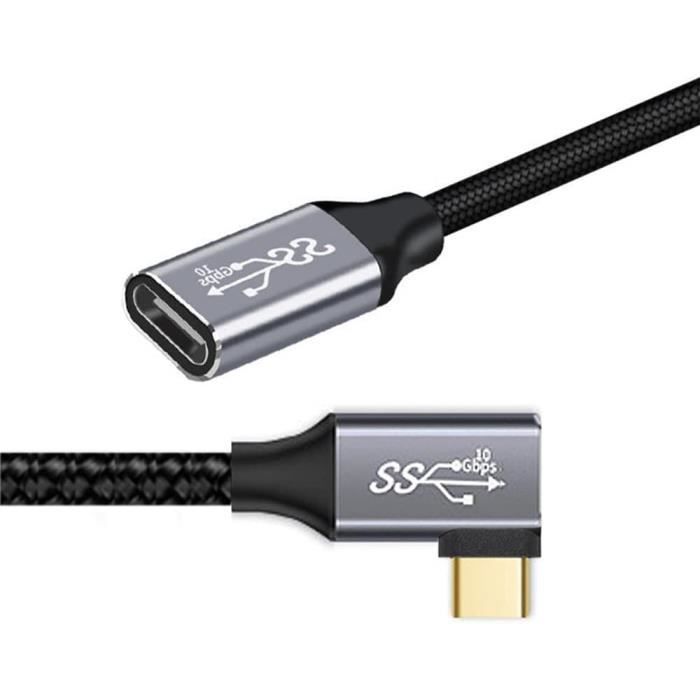 Câble USB-C 3.1 Extension Mâle/Femelle - 30 Cm - Charge Rapide Et Synchronisation Données