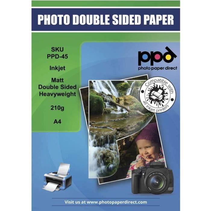 Papier Photo Double Face Brillant pour imprimante à Jet d