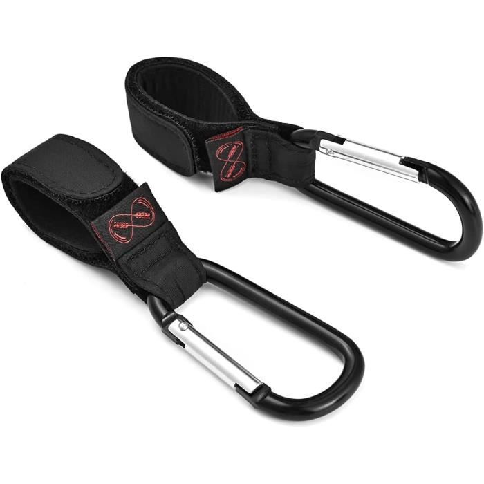 Lot De 2 Crochets Universels Pour Poussette Noir - Accroche Sac à Langer, Courses, Sac à Dos | Sangle Réglable & Mousqueton Solide (Supporte 3kg) - 11