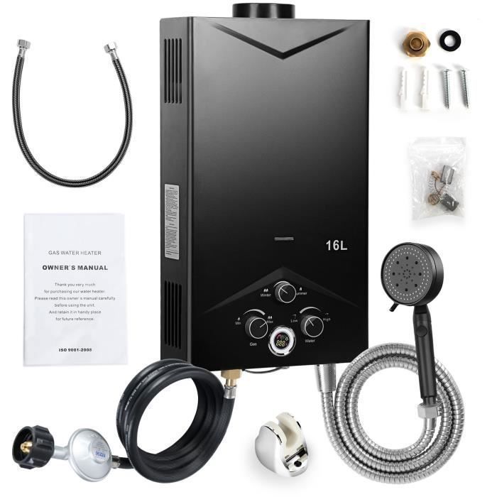 16L Chauffe-eau à Gaz Instantané - FLASIDU - 68000BTU - 4.21GPM - Commande par bouton - multi-protection - avec affichage numérique