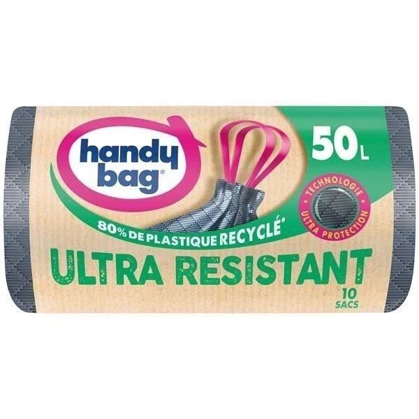 HANDY BAG® Sac poubelle poignées coulissantes ultra résistantes 50 l x10
