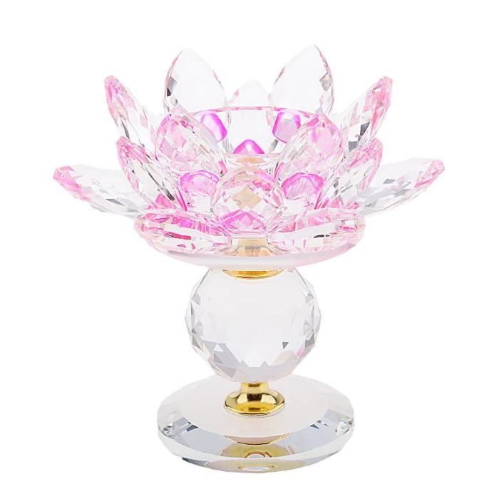 Portebougie En Verre Cristal Bougeoir Candle Holder Motif Lotus