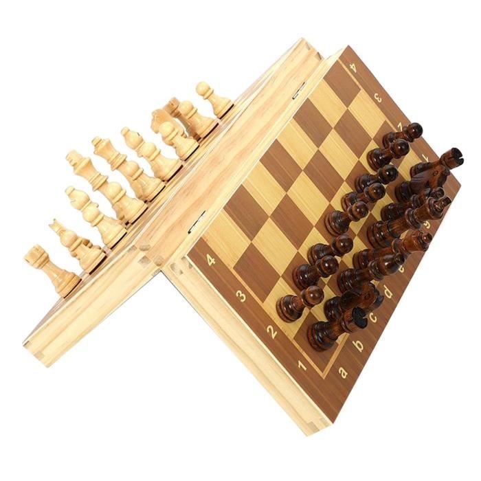 Jeu D'échecs 3 En 1 En Bois - Échiquier Pliable 29x29 Cm - Dames, Backgammon - Voyage - Dès 3 Ans