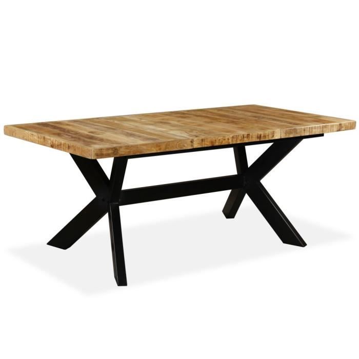 Table De Salle A Manger Bois De Manguier Acier 180 Cm Achat Vente Table A Manger Seule Table De Salle A Manger Bois Cdiscount