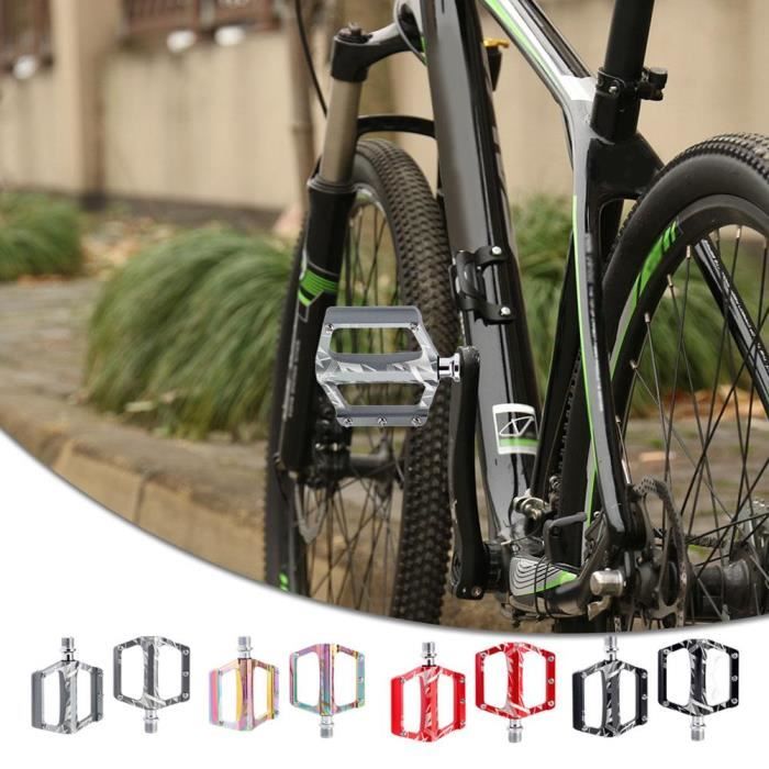 Pédales VTT Plates Pédales De VTT 9/16'' - Plateforme Antidérapante - Roulements 3 Joints - Léger Et Réflecteur Pédales VTT Aluminium Légères
