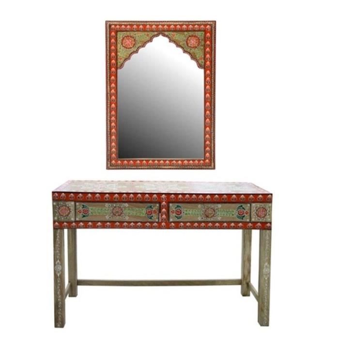 console dkd home decor miroir multicouleur acrylique bois de manguier (117 x 40 x 76 cm)