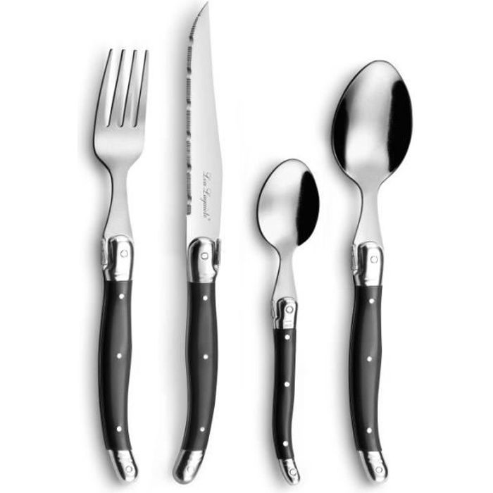 Coffret 24 pièces - PRADEL ESSENTIEL - Rustic - Gris - Inox - Usage quotidien
