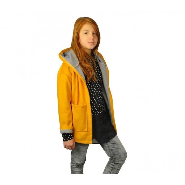 3448 Manteau pour enfant en polaire avec capuche mod. Amabel 2 couleurs 9-16 ans (Moutarde - M 