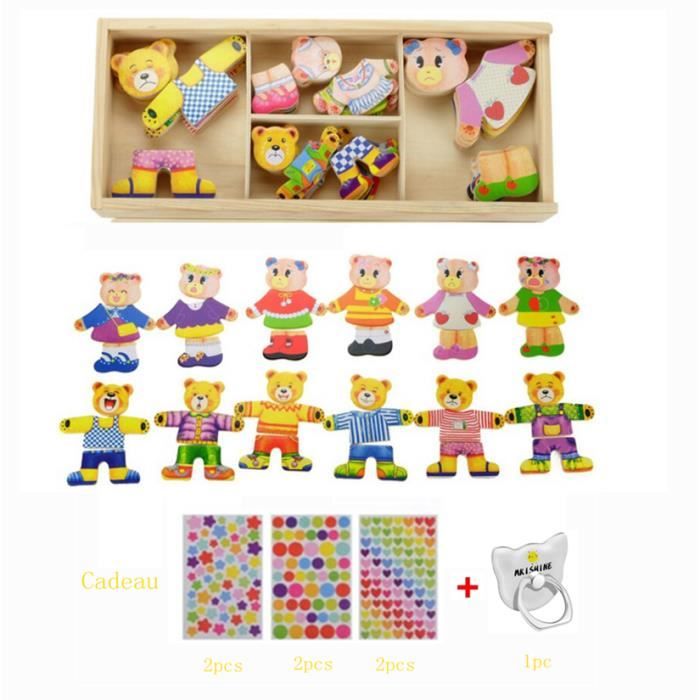 Jouets De Filles En Bois Ours Famille Jeux De S Habiller Puzzle Pour Les Enfants Avec Boite Achat Vente Puzzle Cdiscount