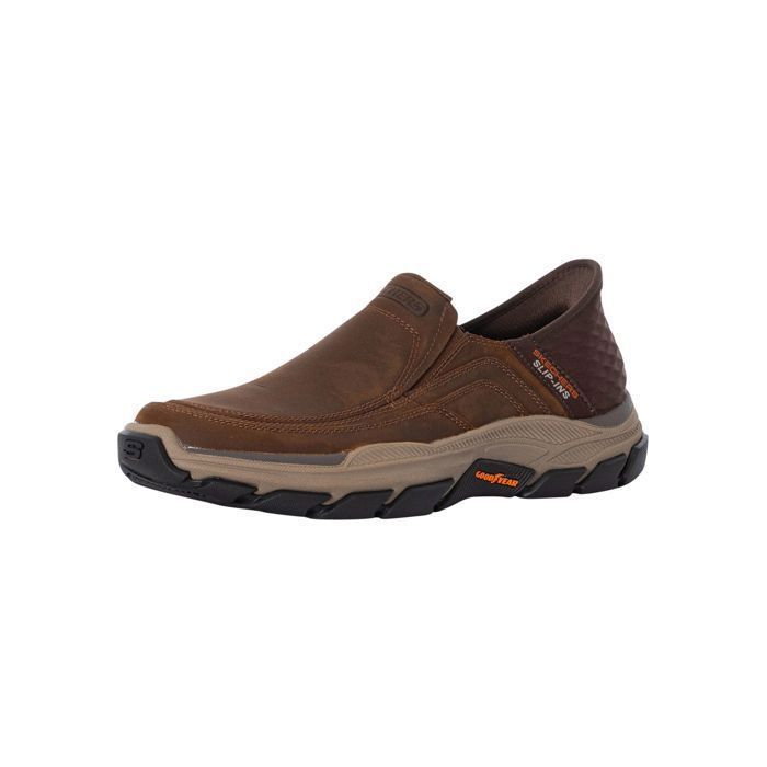 Sneakers Homme Skechers Respected - Elgin Slip-ins 204810-CDB en Cuir Marron à Élastique Plat