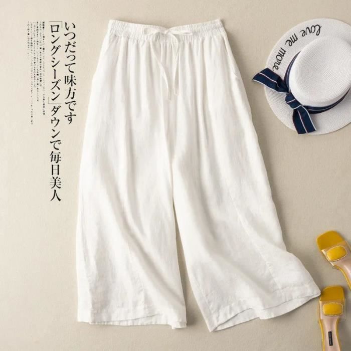 Pantalon lin blanc sales femme