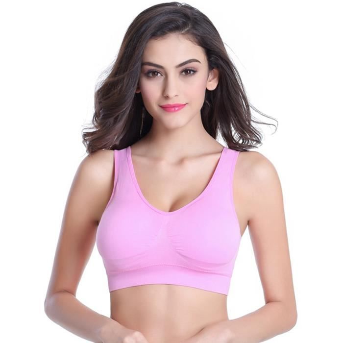 Brassière de sport femme - Rose - Sans armatures - Fitness - Grande taille