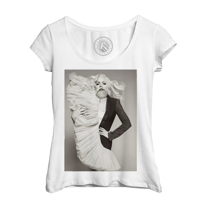 T-Shirt Femme Photo de Star Célébrité Lady Gaga Barbue Grosse ...