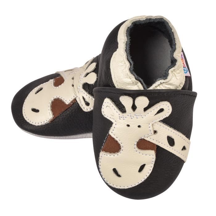 Doux Chaussons Pantoufle Babouche Bebe En Cuir Souple Ete Respirant Pour Garcon Fille Semelles Antiderapantes Pour Enfant Bebe 0 6 Noir12 Cdiscount Chaussures