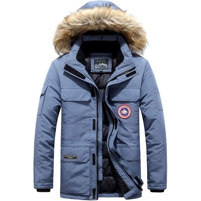 Doudoune Homme Hiver Epais Outwear Blouson Sport Chaud Manteau Militaire Parka Fausse Fourrure avec Coupe Vent VeTement Masculin Bleu Cdiscount Pret a Porter