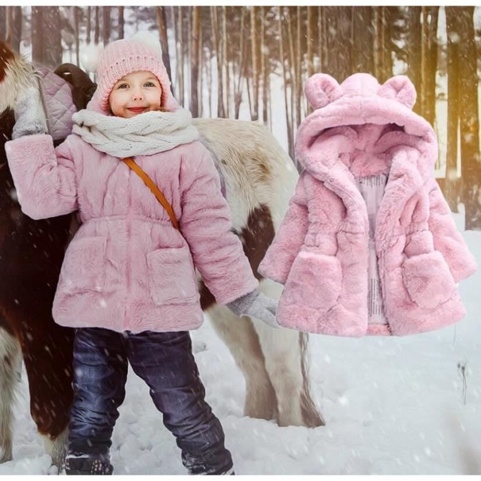 Hiver nouveau ne enfant en bas age bebe filles manteau a capuche chaud lh1007coebq06tg Rose