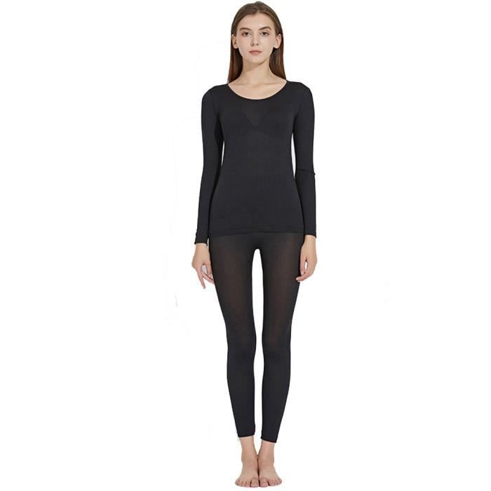 Sousvêtement thermique élastique sans couture (haut et bas) pour femme n7768 Noir Cdiscount Sousvêtement thermique élastique sans couture (haut et bas) pour femme n7768 Noir Cdiscount