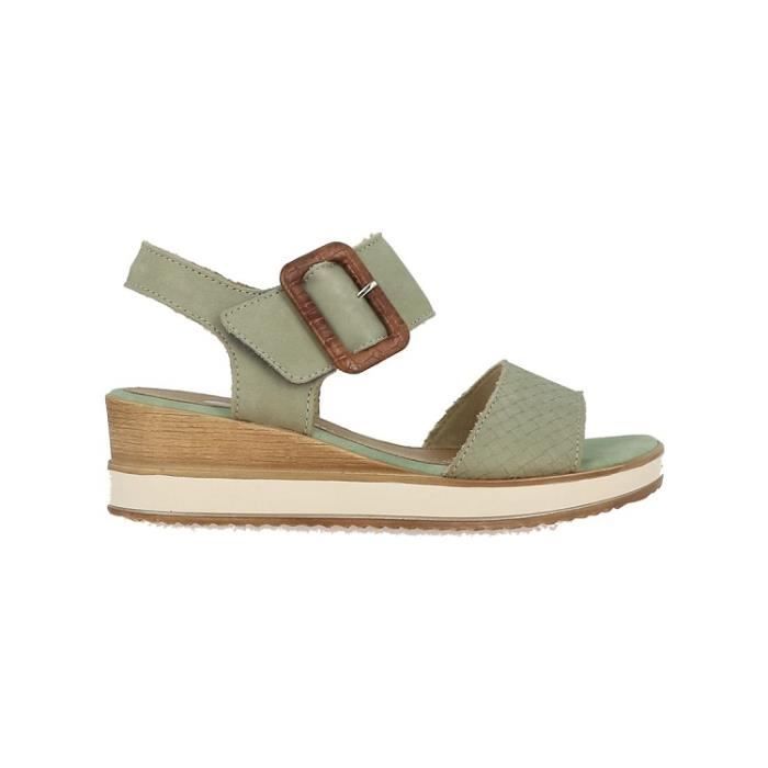 Sandales femme vertes REMONTE D6453 talon compense 5cm cuir velours et nubuck scratch Vert Cdiscount Chaussures