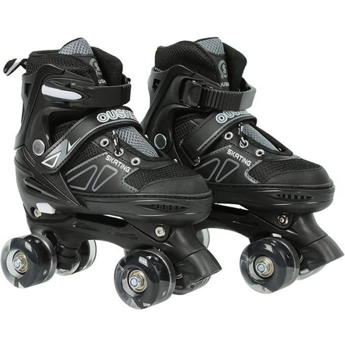 Rollers Quad réglables YUEGMES - Enfant - Noir - Taille M: 32-37