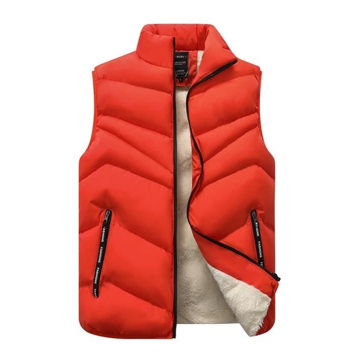 Doudoune Sans Manche Homme Doublé Polaire Grande Taille Col Montant