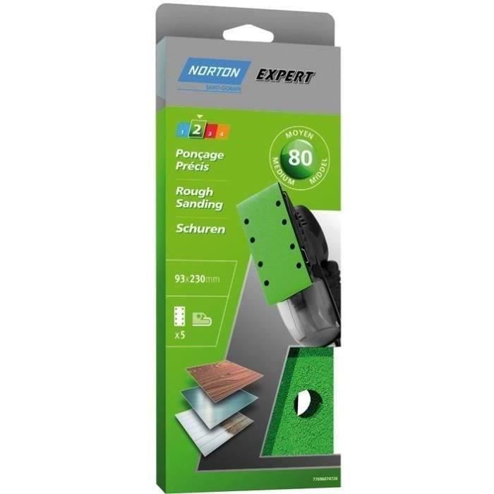 NORTON - Patin Expert trous parallèles 93x230 grain 80 x 5 pièces