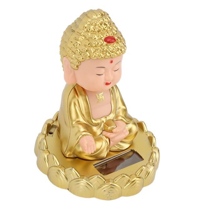 Statuette Bouddha Solaire Qui Hoche La Tête - Décoration Maison Et Voiture, 12 Cm, Plastique, Invite Sérénité Et Prospérité