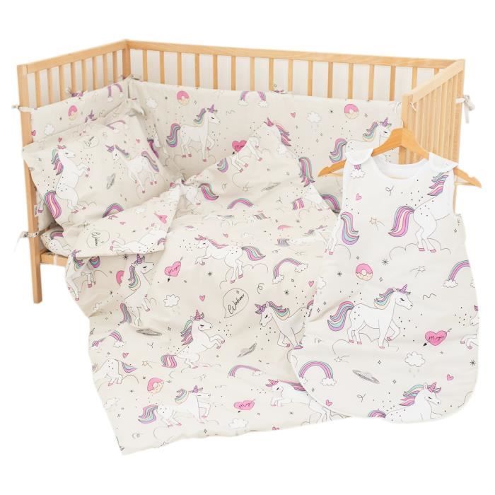 Licorne - Housse de couette 80x120 cm et Taie d'oreiller 30x40 cm -  Pati'Chou 100% Coton parure de lit pour bébé - Cdiscount Puériculture &  Eveil bébé